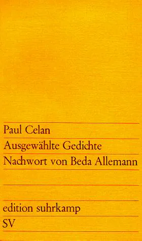 Cover for Ausgewahlte Gedichte Nachwort Von Beda Allemann