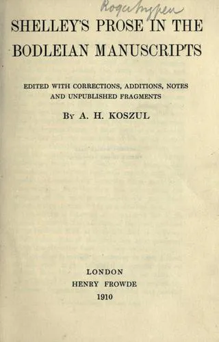 Cover for Shelley's Prose in the Bodleian Manuscripts