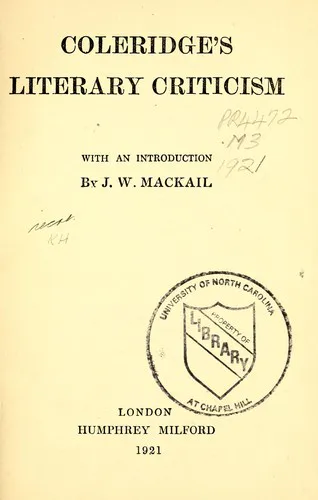 Cover for Coleridge's Literary Criticism