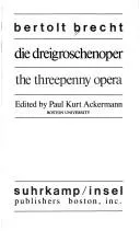 Cover for Die Dreigroschenoper:= the Threepenny Opera