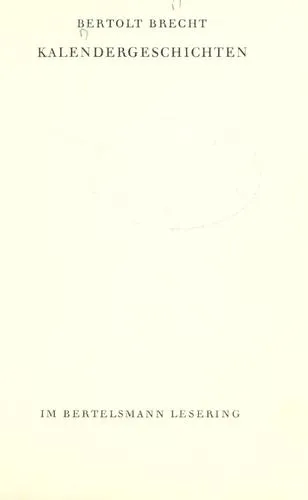Cover for Kalendergeschichten