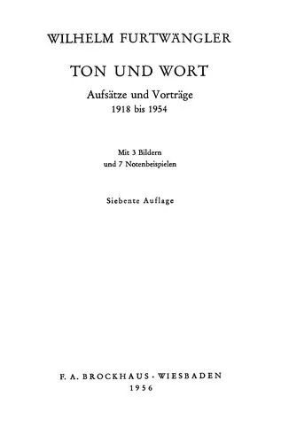 Cover for Ton Und Wort. Aufsätze Und Vorträge 1918 Bis 1954