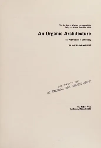 Cover for An Organic Architecture