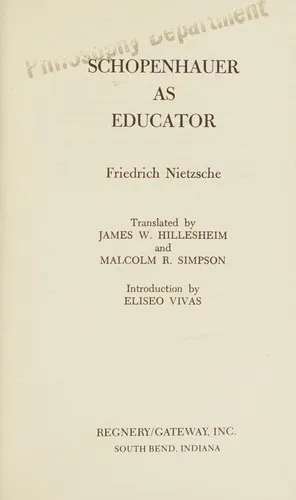 Cover for Schopenhauer as Educator